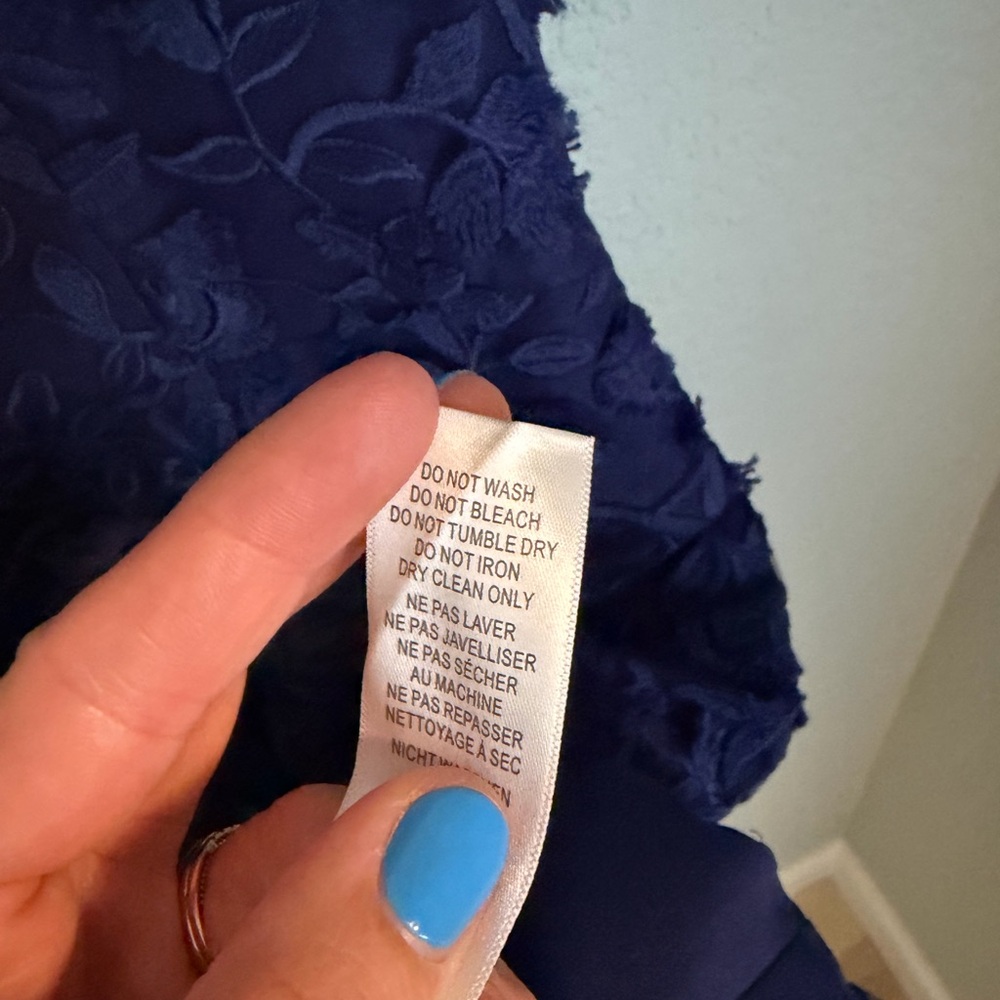 Adrianna Papell Deep Blue Floral Lace Midi Dress - Picture 7 of 7